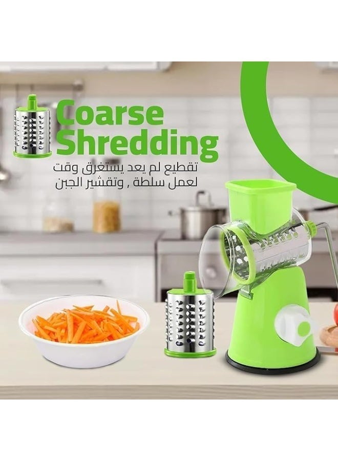 Vegetable Slicer, Manual Mandoline Drum Grater with Interchangeable Blades, Hand Crank Chopper for Salad Cheese Carrot and Cucumber, Non Slip Suction Base Easy Clean - Image 3